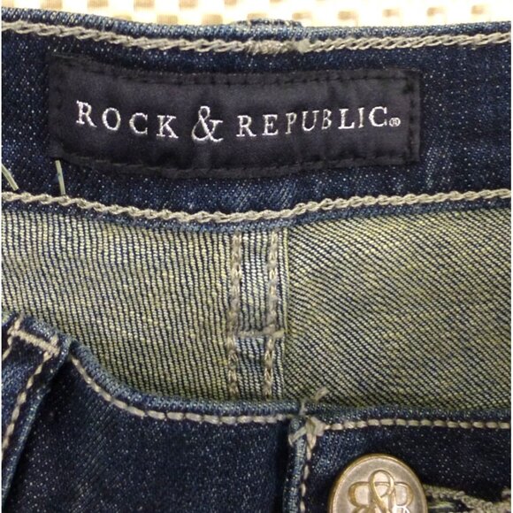 Rock & Republic Kasandra Bootcut Jeans 8L Womens Dark Wash Embroidered Pockets - Picture 4 of 12